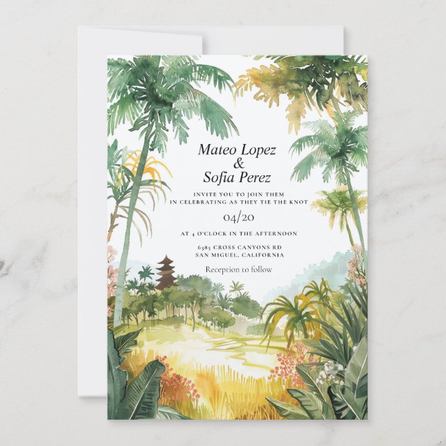 Bali Wedding Invite Tropical (Front)