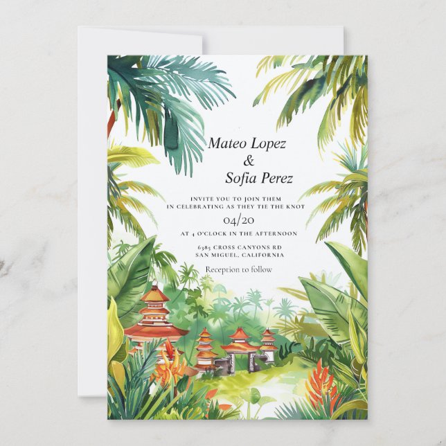 Bali Wedding Invite Tropical Landscape (Front)