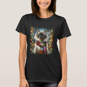 Balinese Cat Festive Design Christmas Lights Xmas T-Shirt