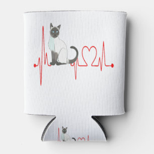 Balinese Cat Heartbeat Funny Cat Kitten Lovers Des Can Cooler