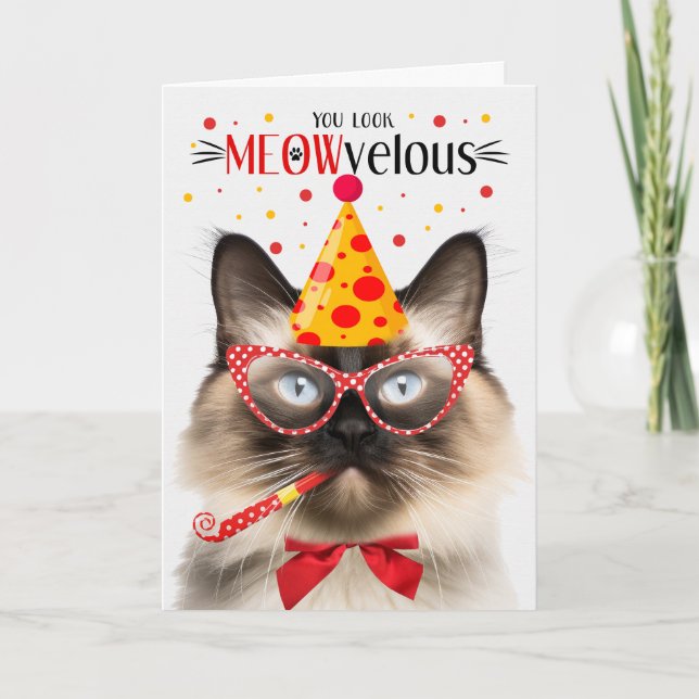 Balinese Cat MEOWvelous Birthday Card (Front)