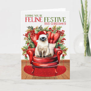 Balinese Christmas Cat FELINE Festive Holiday Card