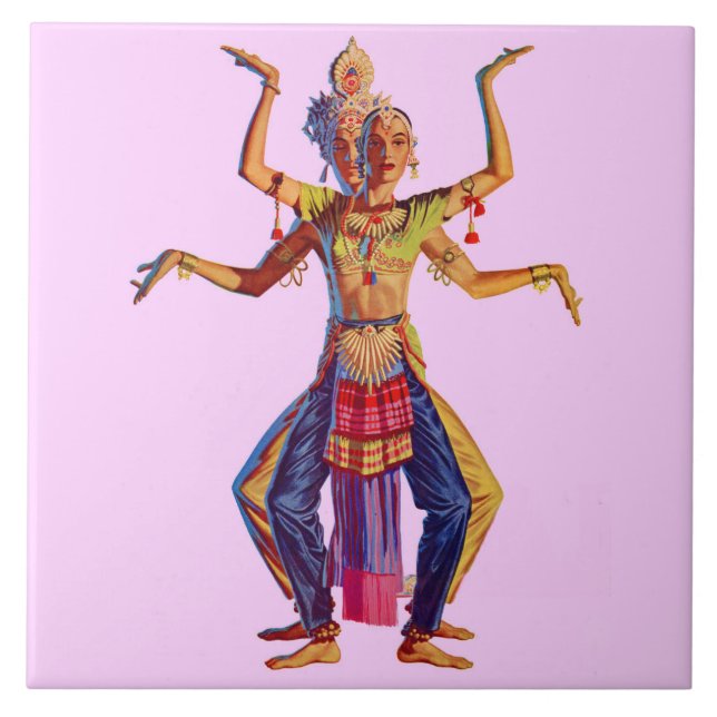 Balinese dancers print tile (Front)