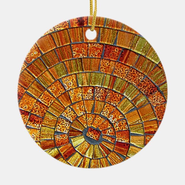 Balinese Glass Tile Art - Brown Ceramic Tree Decoration (Front)