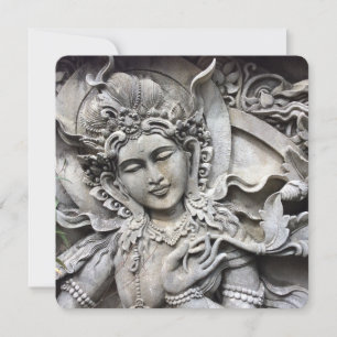 Balinese Goddess Stone Carving Greeting card