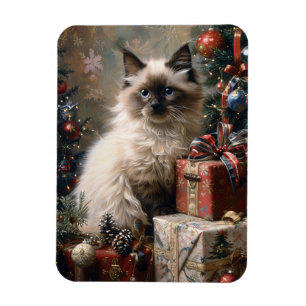 Balinese Kitten Christmas Cat Portrait Flexible Magnet