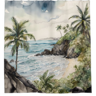 Bali's Tropical Beach Shower Curtain