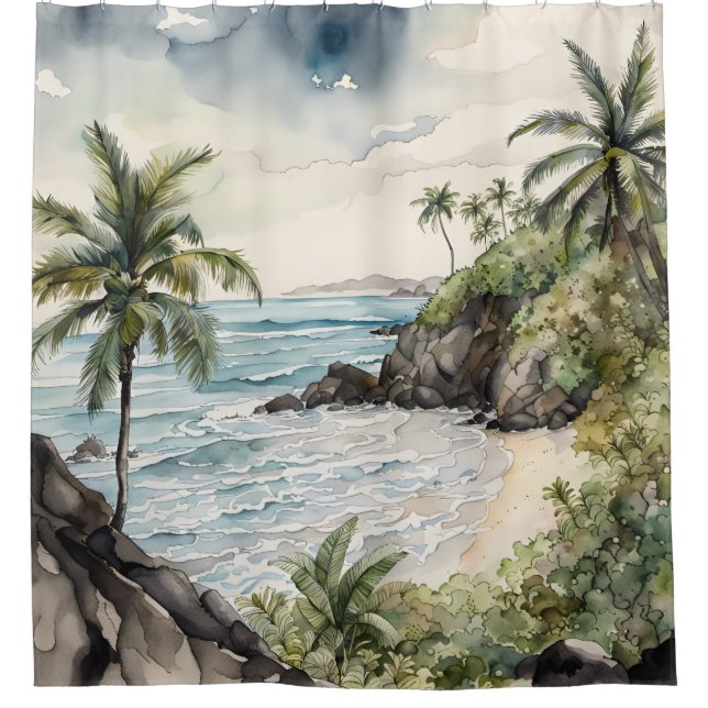 Bali's Tropical Beach Shower Curtain (Front)