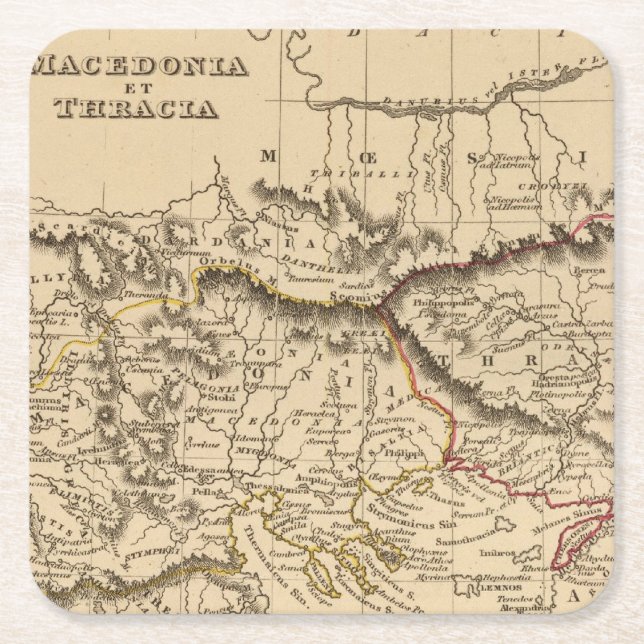 Balkan Peninsula 5 Square Paper Coaster (Front)