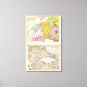 Balkan Peninsula and Constantinople Map Canvas Print