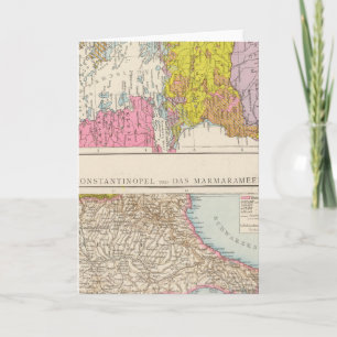 Balkan Peninsula and Constantinople Map Holiday Card
