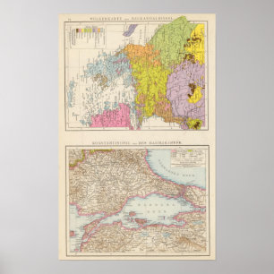 Balkan Peninsula and Constantinople Map Poster