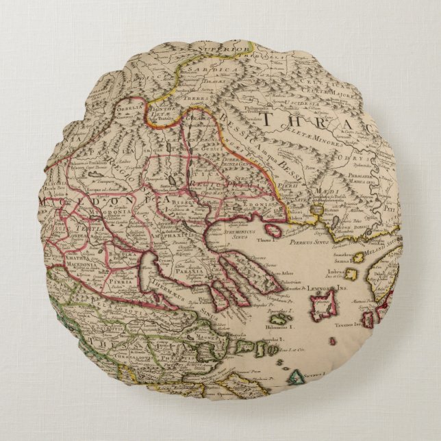Balkan Peninsula, Greece, Macedonia 3 Round Cushion (Front)