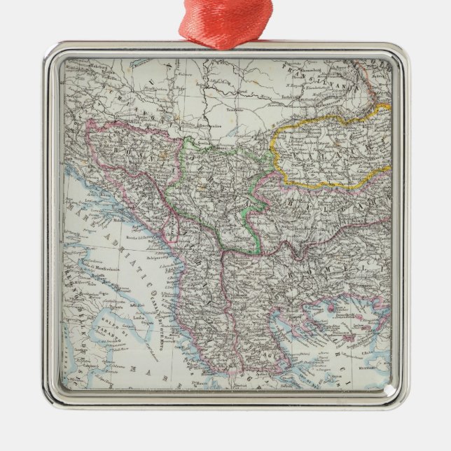 Balkan Peninsula, Turkey, Serbia, Europe Metal Tree Decoration (Front)