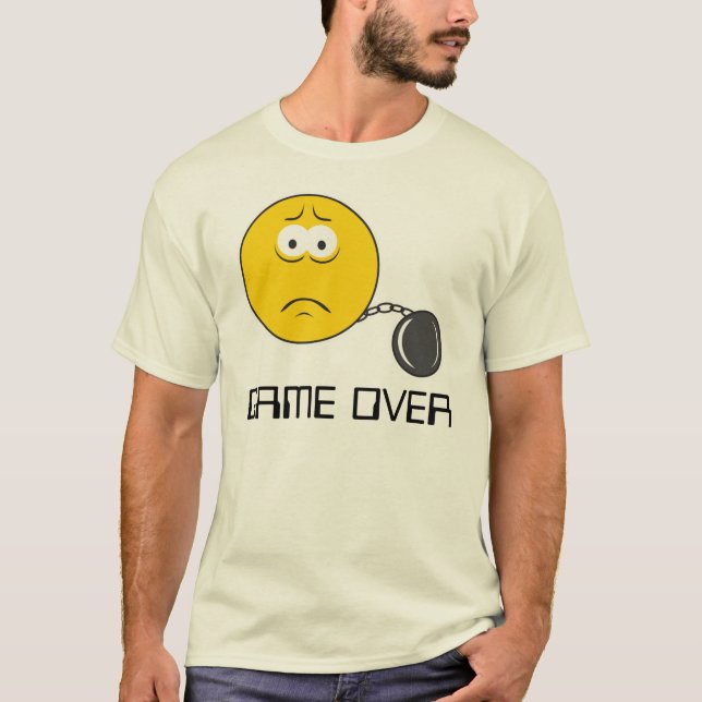 Ball and Chain Face GAME OVER T-Shirt (Front)