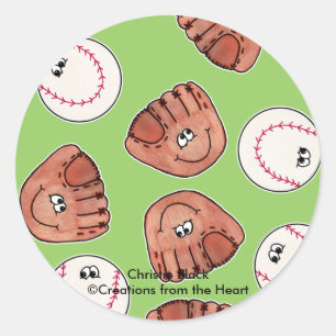 Ball and Glove collage Classic Round Sticker