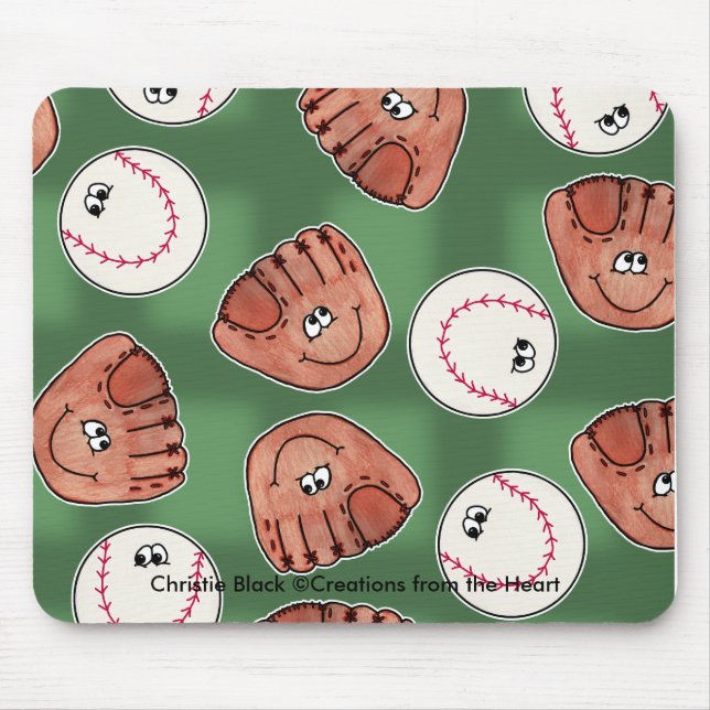 Ball and Glove Collage Field Background Mouse Mat (Front)