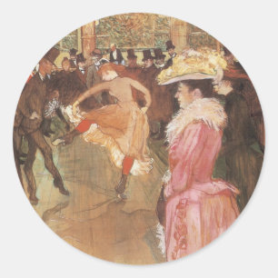Ball at the Nightclub by Toulouse Lautrec Classic Round Sticker