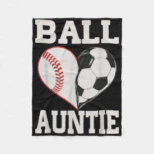 Ball Auntie Baseball Soccer Player Heart Love Fleece Blanket