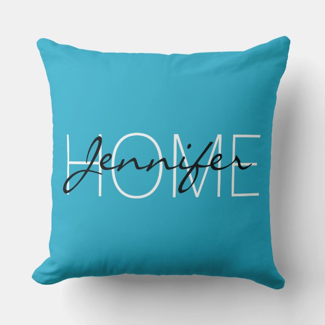 Ball blue colour home monogram cushion (Front)