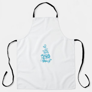 Ball Blue, Medium Turquoise decorative design Apron