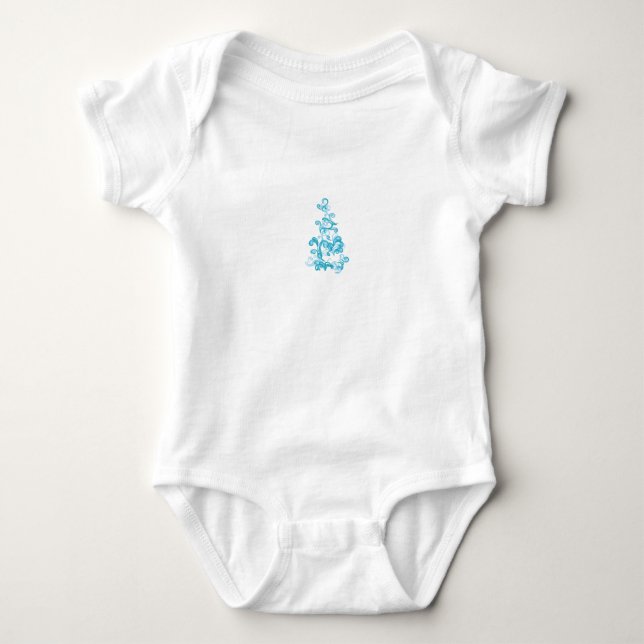 Ball Blue, Medium Turquoise decorative design Baby Bodysuit (Front)