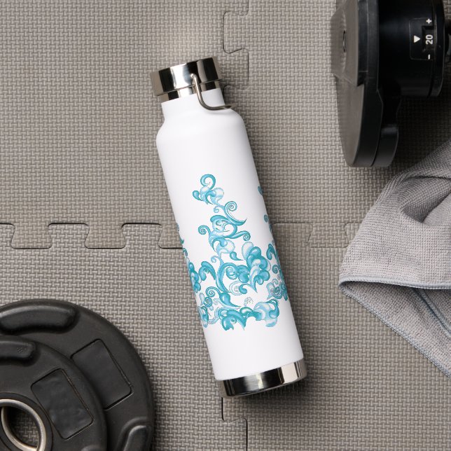Ball Blue, Medium Turquoise decorative design Water Bottle (Gym)