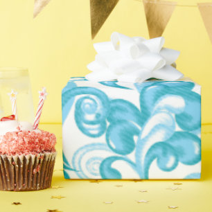 Ball Blue, Medium Turquoise decorative design Wrapping Paper