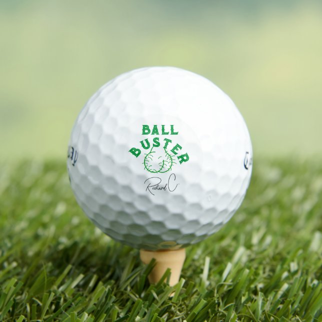"Ball Buster" Funny Personalised  Golf Balls, Gift Balls (Insitu Tee)