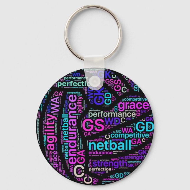 Ball Design Inspirational Netball Key Ring (Front)