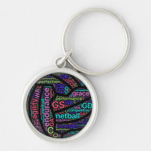 Ball Design Inspirational Words Netball Key Ring