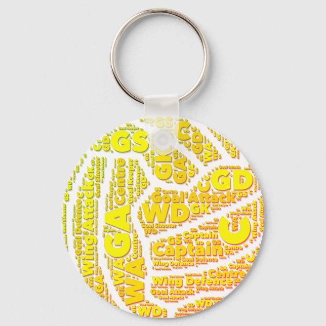 Ball Design Yellow Netball Key Ring (Front)