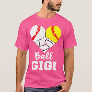 Ball Gigi Heart Funny Baseball Softball Volleyball T-Shirt
