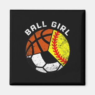 Ball Girl Fun Softball Soccer Basketball Player  Magnet