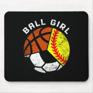 Ball Girl Fun Softball Soccer Basketball Player Mouse Mat