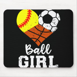 Ball Girl Funny Softball Soccer Basketball Girl Pr Mouse Mat
