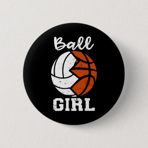 Ball Girl Funny Volleyball Basketball Girl Premium 6 Cm Round Badge