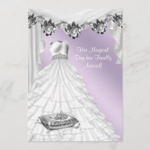 Ball Gown Lavender Purple Rose Quinceanera Invitation