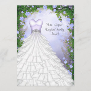Ball Gown Party Dress Purple Rose Quinceanera Invitation