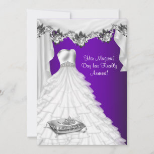 Ball Gown Party Dress Purple Rose Quinceanera Invitation