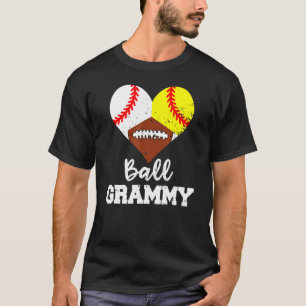 Ball Grammy Heart Baseball Softball Football Gram T-Shirt