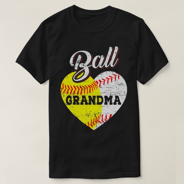 Ball Grandma Baseball Softball Heart  T-Shirt (Design Front)