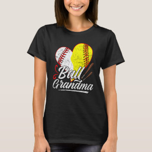 Ball Grandma Baseball Softball Mum Heart Womens Mo T-Shirt