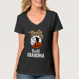 Ball Grandma Volleyball Soccer Basketball Leopard T-Shirt