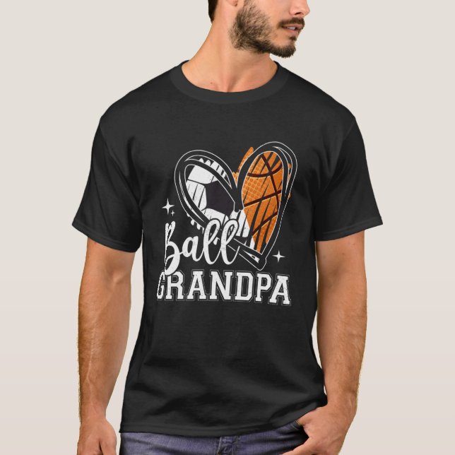 Ball Grandpa Soccer Basketball Heart Father s Day T-Shirt (Front)