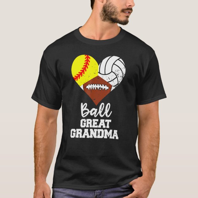 Ball Great Grandma Heart  Softball Volleyball Foot T-Shirt (Front)