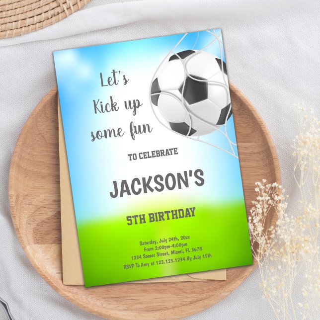 Ball in Net Soccer Birthday Invitation (Ball in Net Soccer Birthday Invitations)
