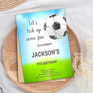 Ball in Net Soccer Birthday Invitations