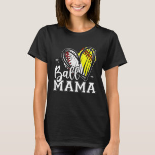 Ball Mama Heart Baseball Softball Mom Mother s Day T-Shirt