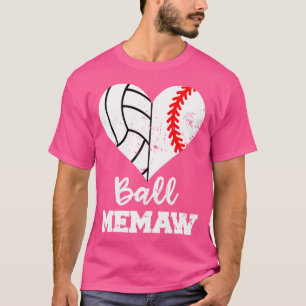 Ball Memaw Heart Funny Baseball Volleyball Memaw T-Shirt